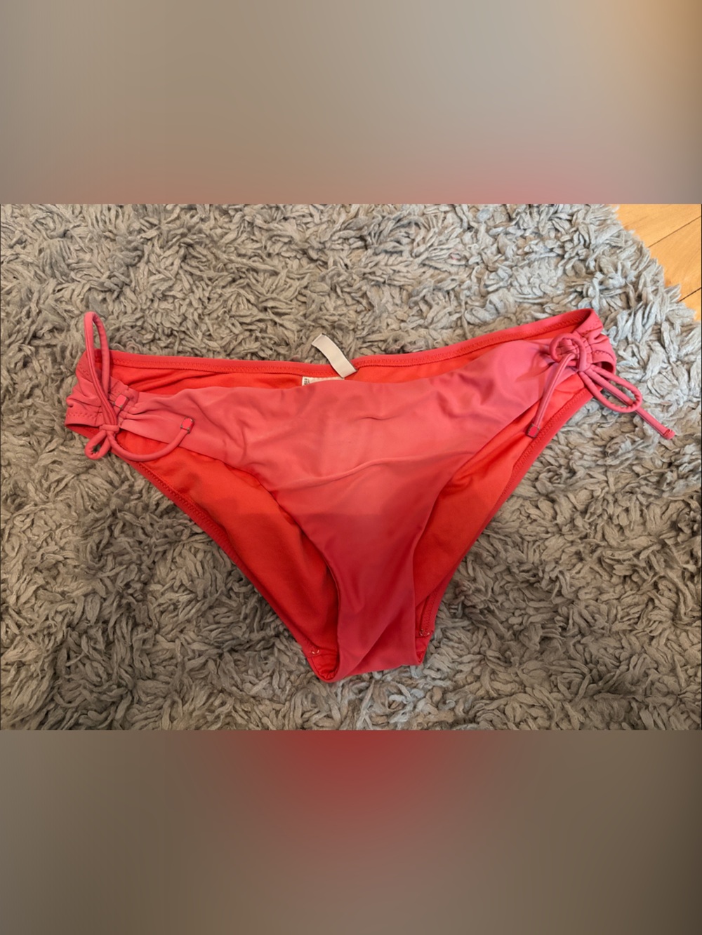 Bar III Coral Pink Bikini Bottoms with Side Tie